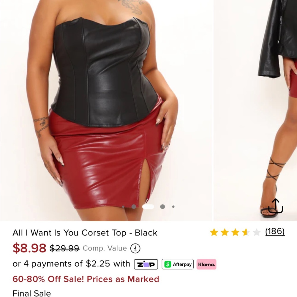 Fashion Nova Black Corset Top - Size XL